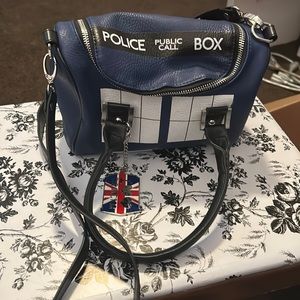 Dr. Who Tardis Mini Satchel w/ metal charm purse